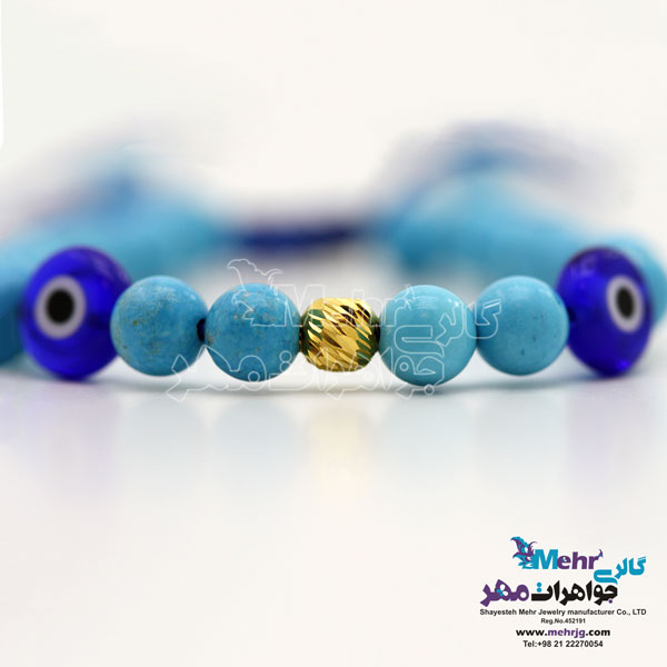 دستبند طلا و سنگ - طرح گوی تراش