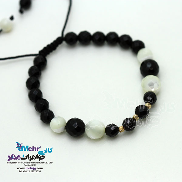 دستبند طلا و سنگ - طرح گوی تراش