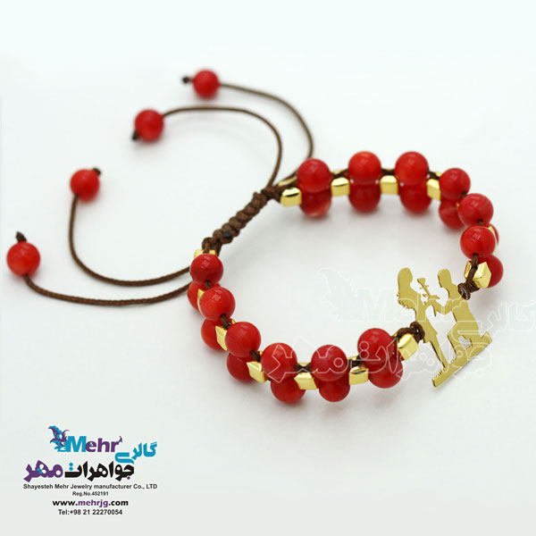 دستبند طلا و سنگ - طرح عاشقانه