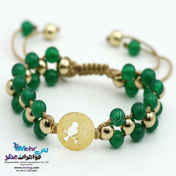 دستبند طلا و سنگ - طرح پرنده