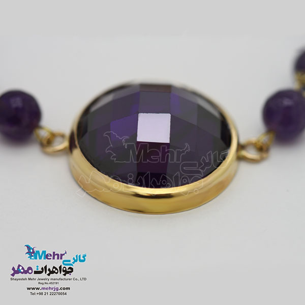 دستبند طلا و سنگ - سنگ آماتیست