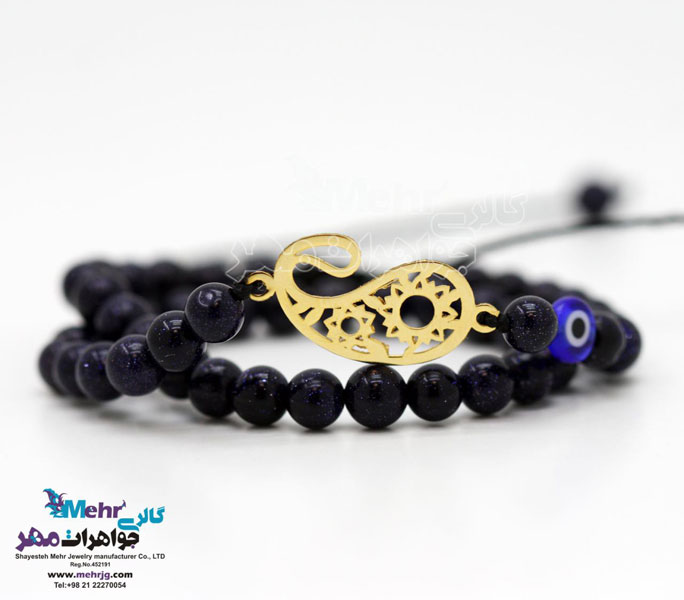 دستبند طلا و سنگ - طرح بته جقه