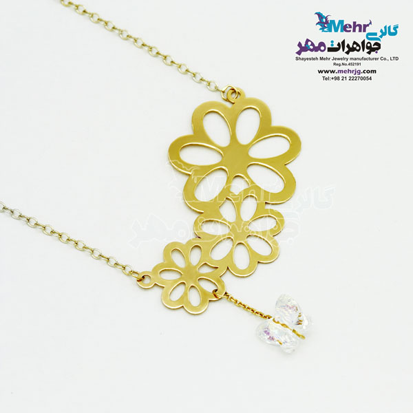 گردنبند طلا - سنگ سواروسکی پروانه