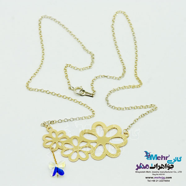 گردنبند طلا - سنگ سواروسکی پروانه