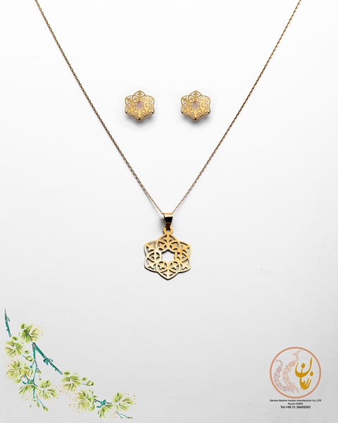 نیم ست طلا - آویز و گوشواره - طرح اسلیمی