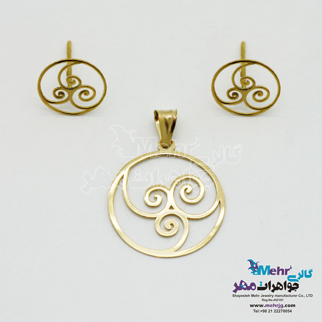 نیم ست طلا - آویز و گوشواره - طرح اسپیرال