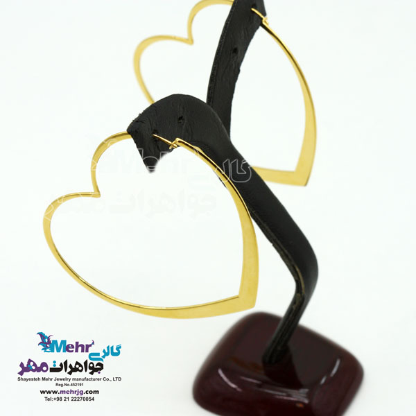 گوشواره حلقه ای طلا - طرح قلب