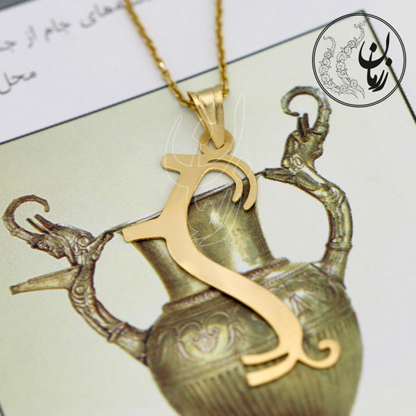 آویز طلا - طرح نقوش سفال ایران باستان