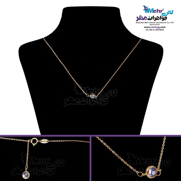 گردنبند طلا - طرح سنگ رنگی