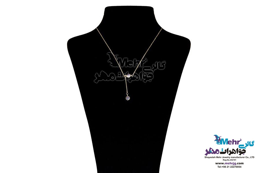 گردنبند طلا - طرح سنگ رنگی