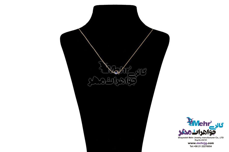 گردنبند طلا - طرح سنگ رنگی