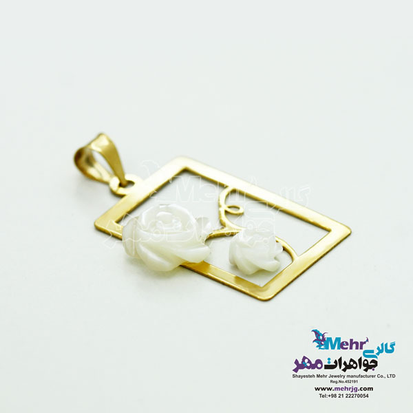 آویز طلا - طرح قاب عکس گل
