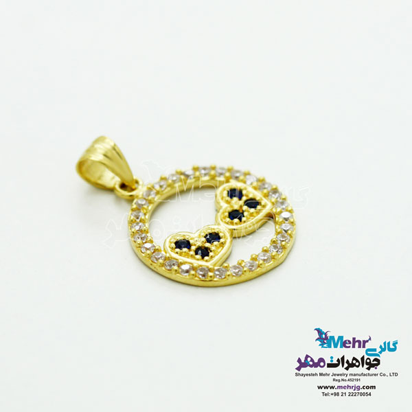 آویز طلا - طرح دو قلب