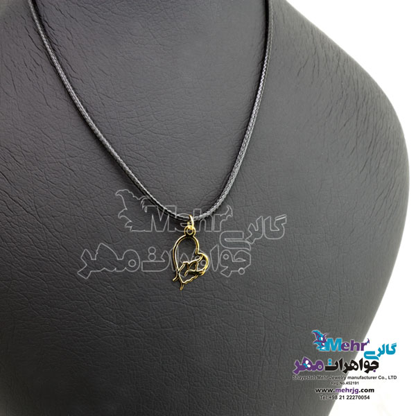 گردنبند طلا و چرم - طرح قلب