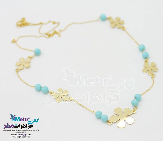 گردنبند طلا - طرح گل پریوش