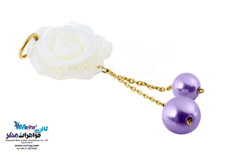 آویز طلا - طرح صدف گل