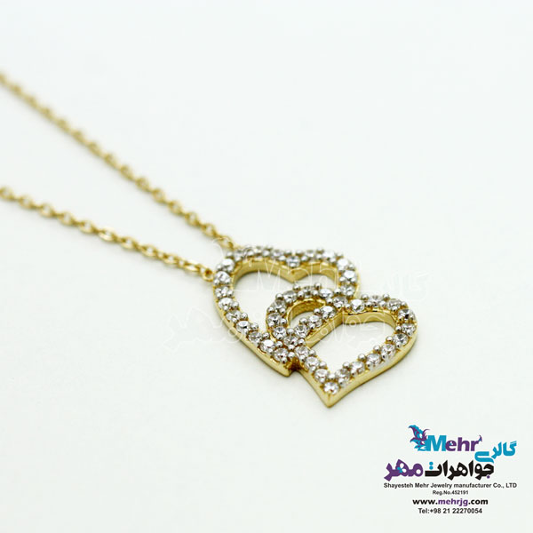 گردنبند طلا - طرح دو قلب