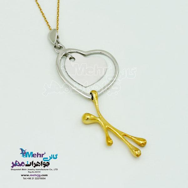 آویز طلا - طرح آدمک و قلب