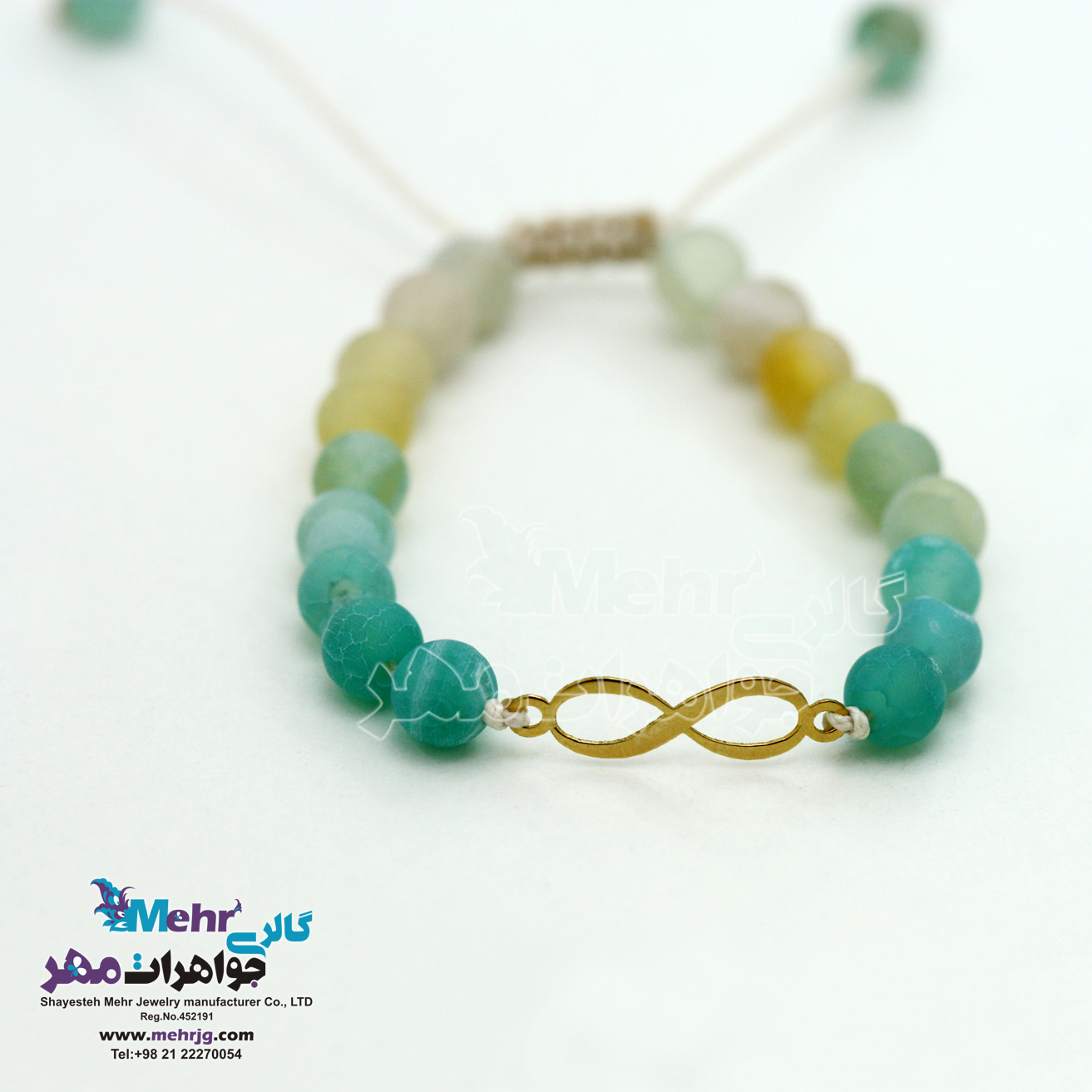 دستبند طلا و سنگ - طرح بی نهایت