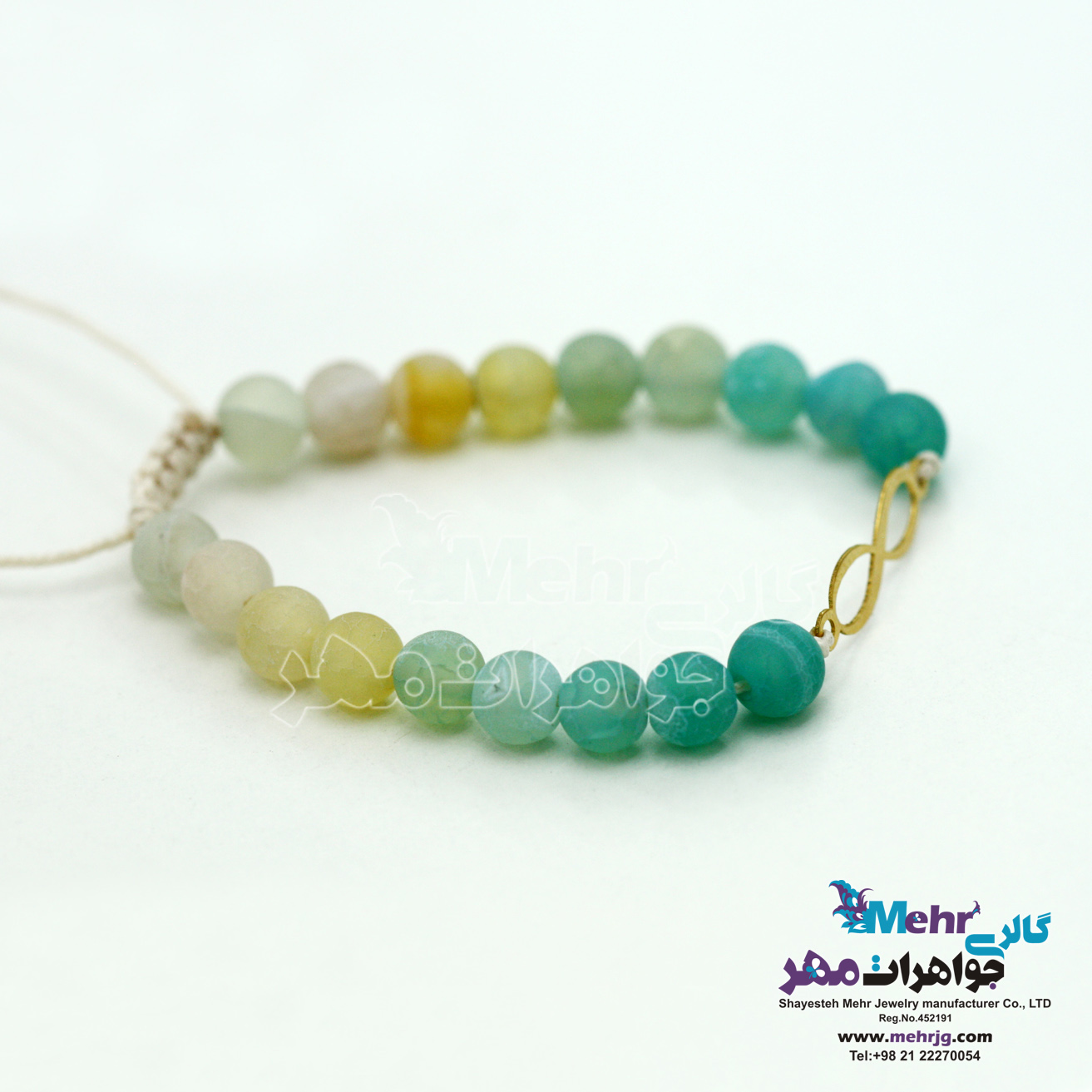 دستبند طلا و سنگ - طرح بی نهایت