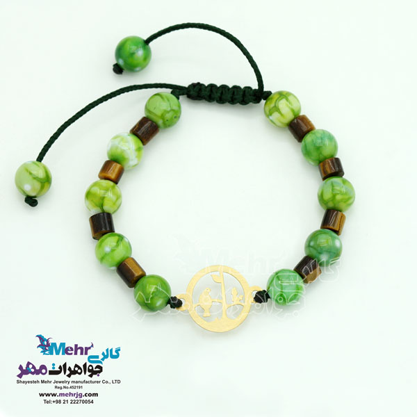 دستبند طلا و سنگ - طرح پرنده و شاخه
