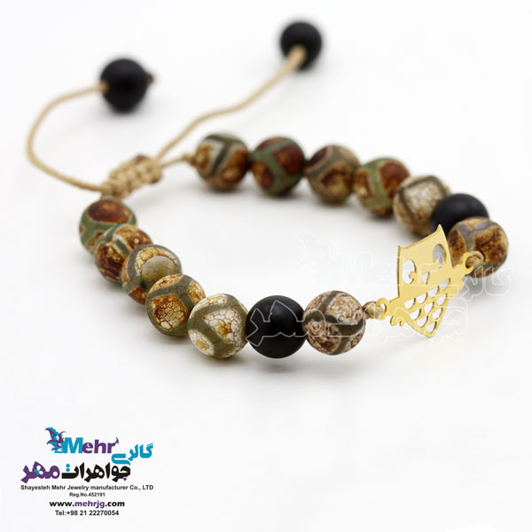 دستبند طلا و سنگ - طرح جغد