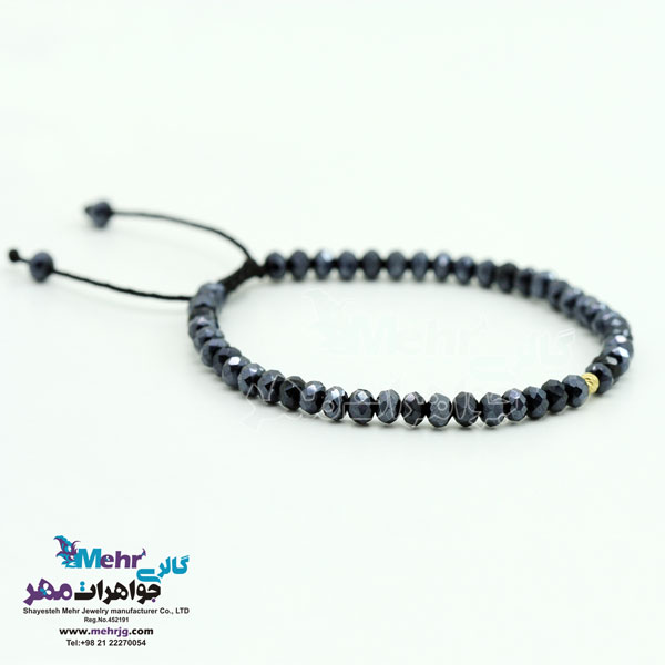 دستبند طلا و مهره - طرح گوی تراش
