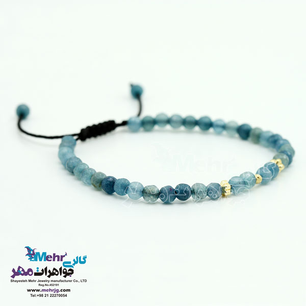 دستبند طلا و سنگ - طرح گوی تراش