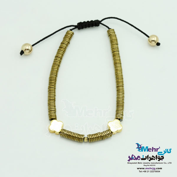 دستبند طلا و سنگ - طرح گوی تراش
