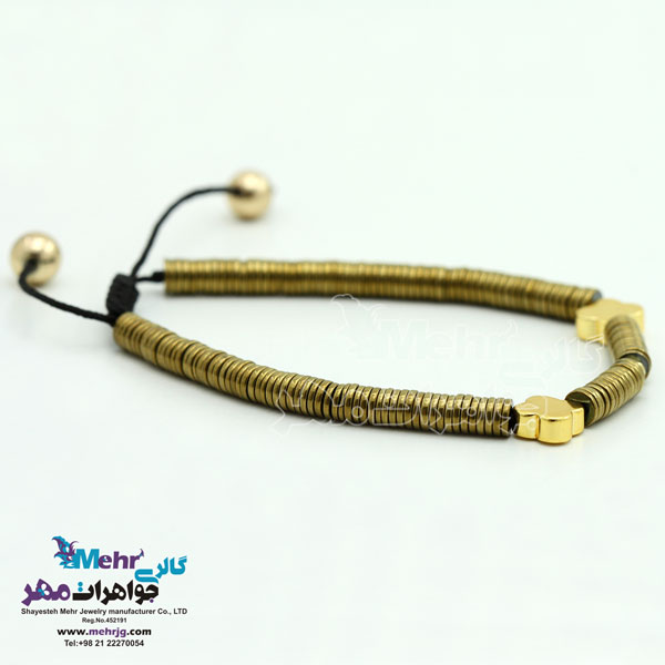 دستبند طلا و سنگ - طرح گوی تراش