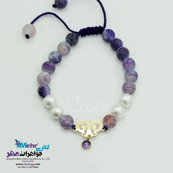دستبند طلا و سنگ - طرح پروانه