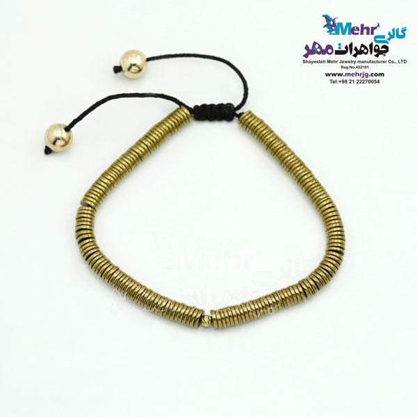 دستبند طلا و سنگ - طرح گوی تراش