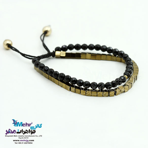 دستبند طلا و سنگ - طرح گوی تراش