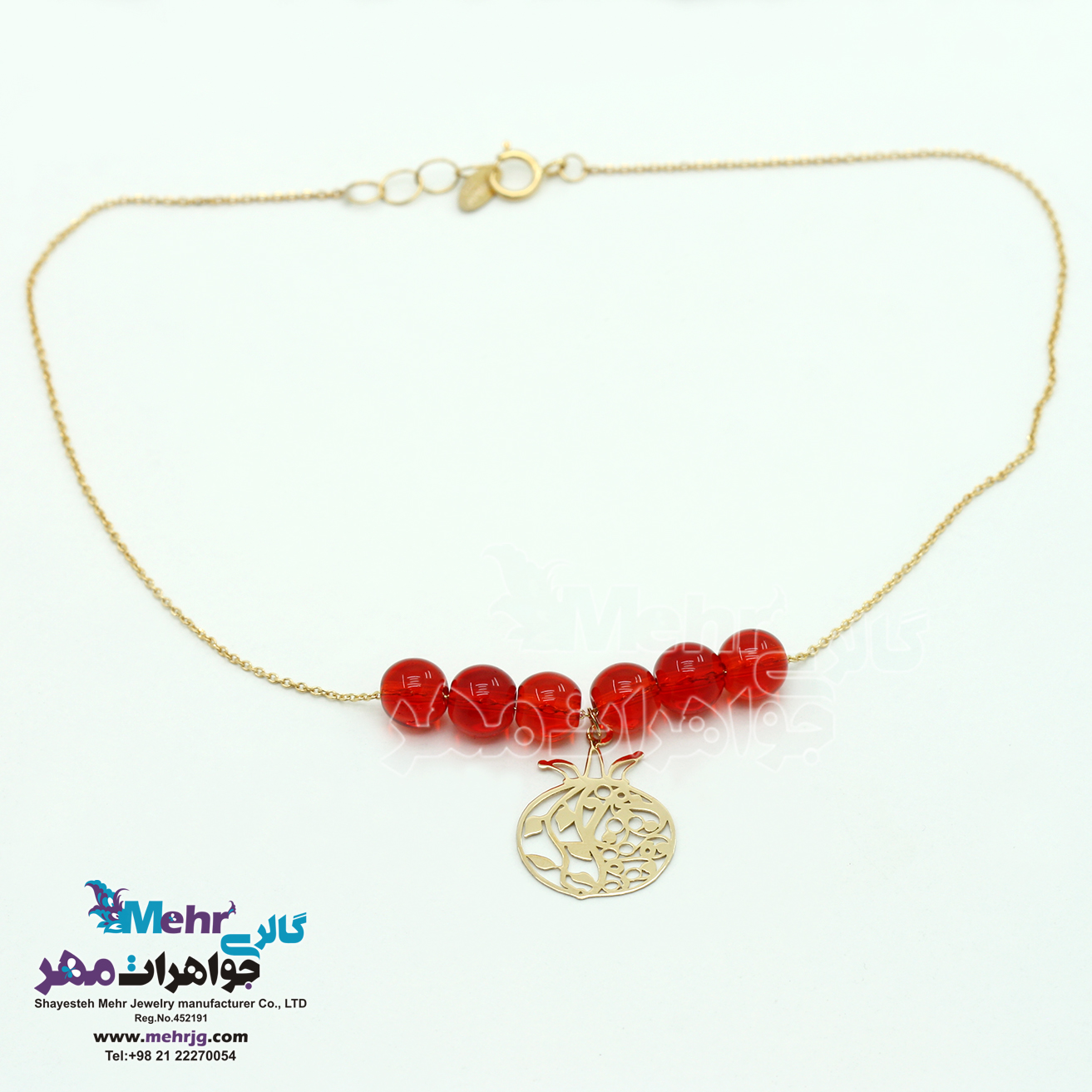 پابند طلا و مهره - طرح انار