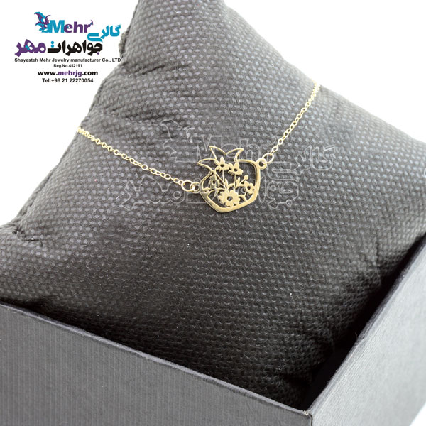دستبند طلا - طرح انار و گل