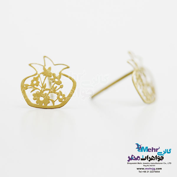 گوشواره طلا - طرح انار و گل