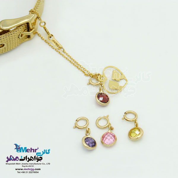 آویز طلا - چند کاربرده - طرح سنگ رنگی