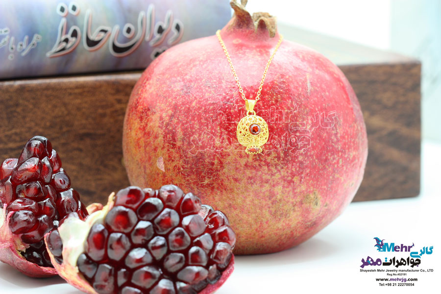 آویز طلا - طرح انار توری