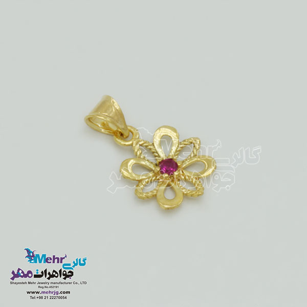 نیم ست طلا - آویز و گوشواره - طرح گل خورشیدی