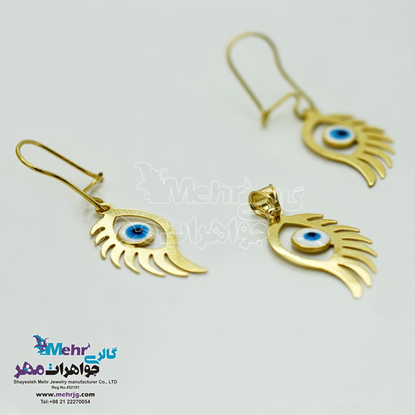 نیم ست طلا - آویز و گوشواره - طرح چشم