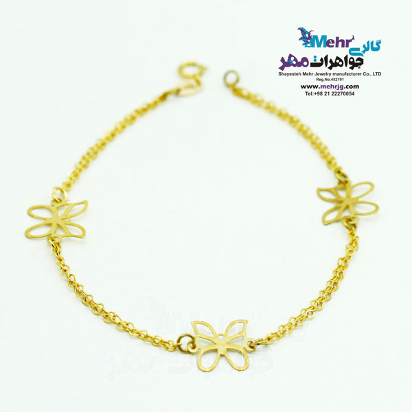 دستبند طلا - طرح پروانه