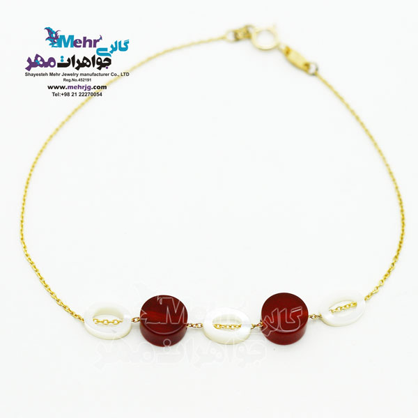 دستبند طلا و سنگ - طرح هندسی