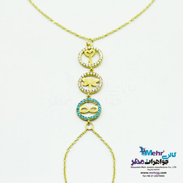 دستبند انگشتری طلا - طرح بی‌نهایت و قلب