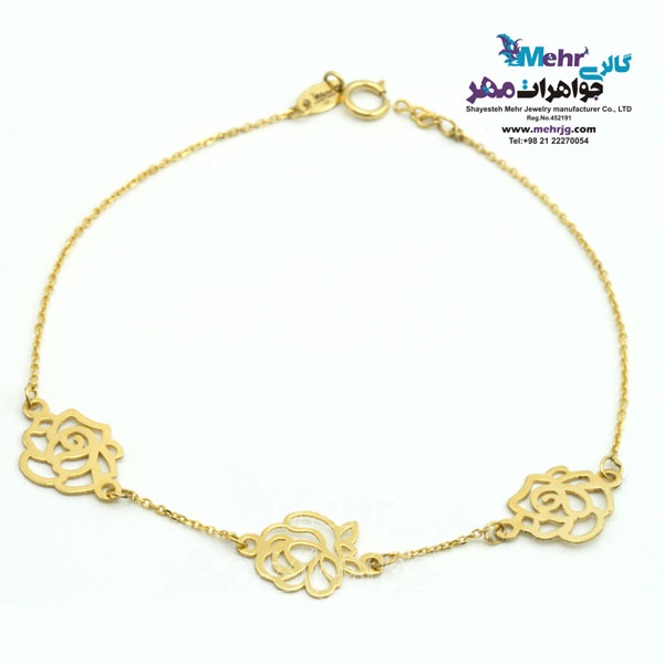 دستبند طلا - طرح گل