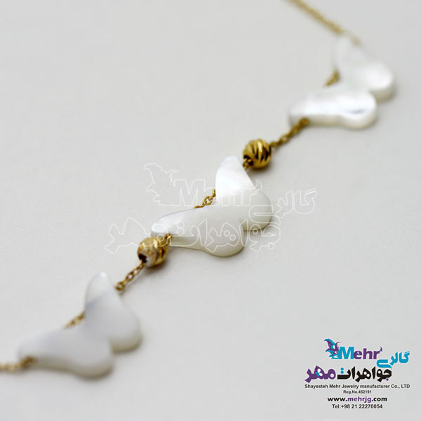 دستبند طلا و سنگ - صدف پروانه