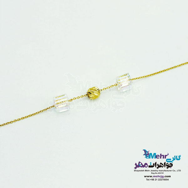دستبند طلا - سنگ سواروسکی مکعب
