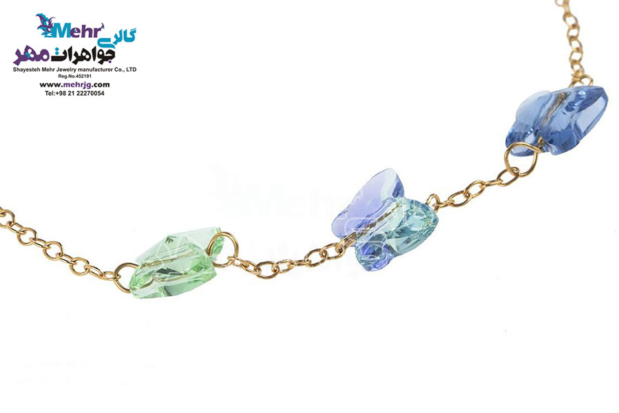 دستبند طلا و سنگ - سواروسکی پروانه