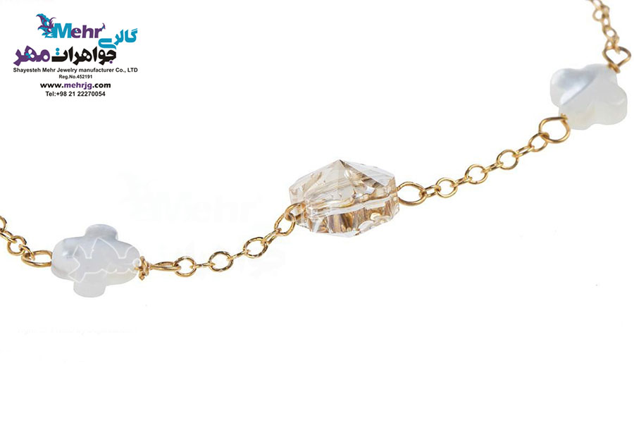 دستبند طلا و سنگ - سواروسکی گل