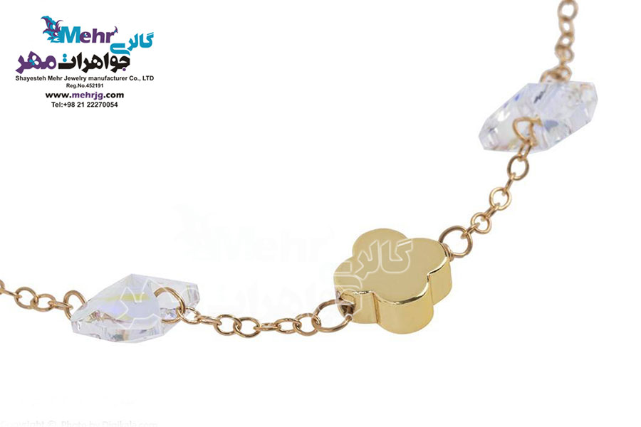 دستبند طلا و سنگ - سنگ سواروسکی پروانه