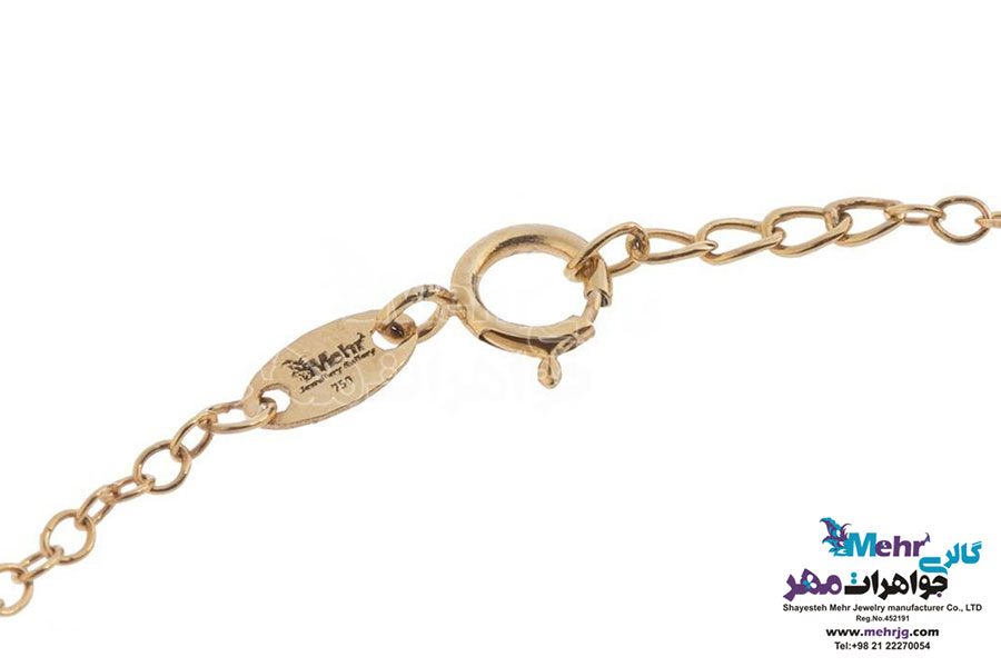 دستبند طلا و سنگ - سواروسکی قلب و گل